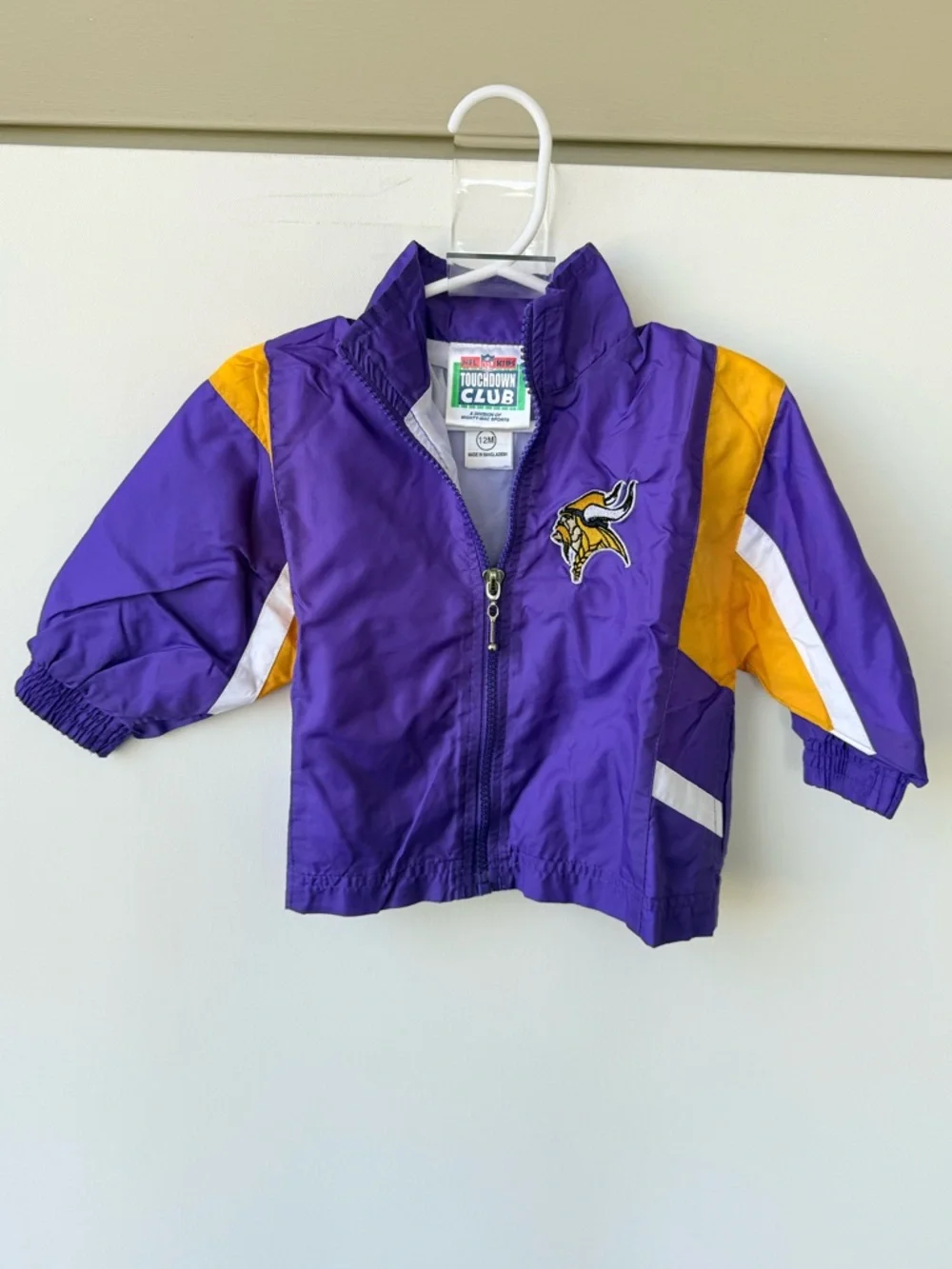 Vintage NFL Kids Touchdown Club Zip Up Minnesota Vikings Jacket size 12M
